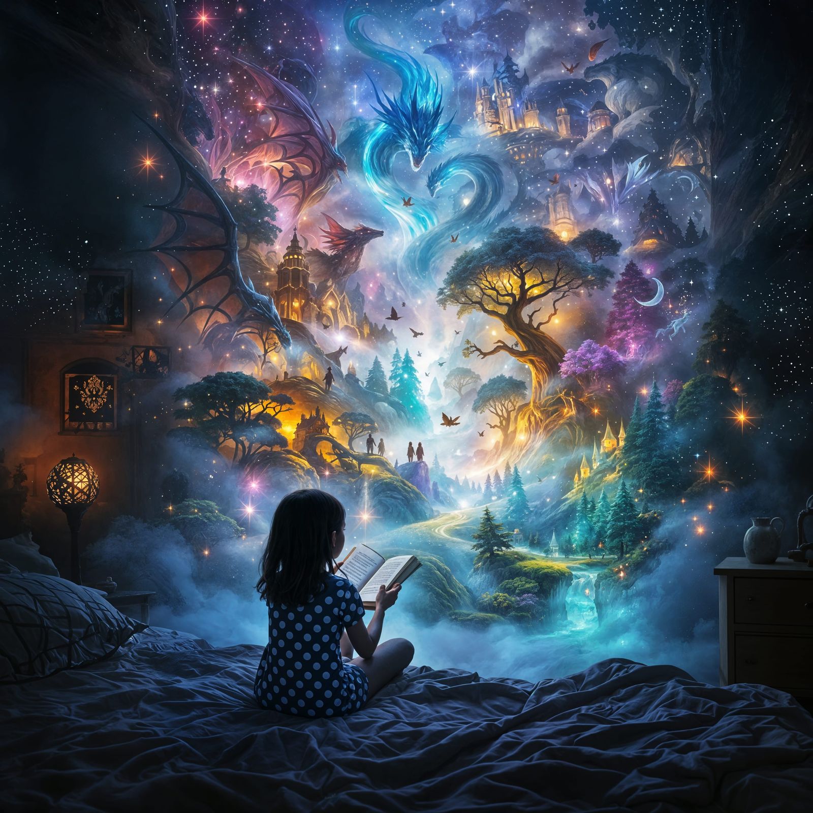 Ethereal Whimsy Unfolds in Dreamlike Fantasy Scene