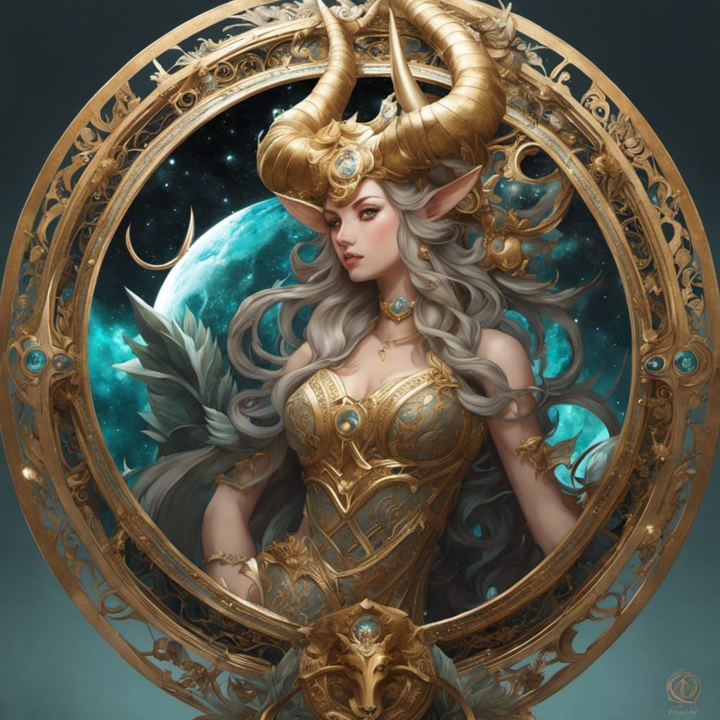 Detailed Capricorn Zodiac Sign Illustration