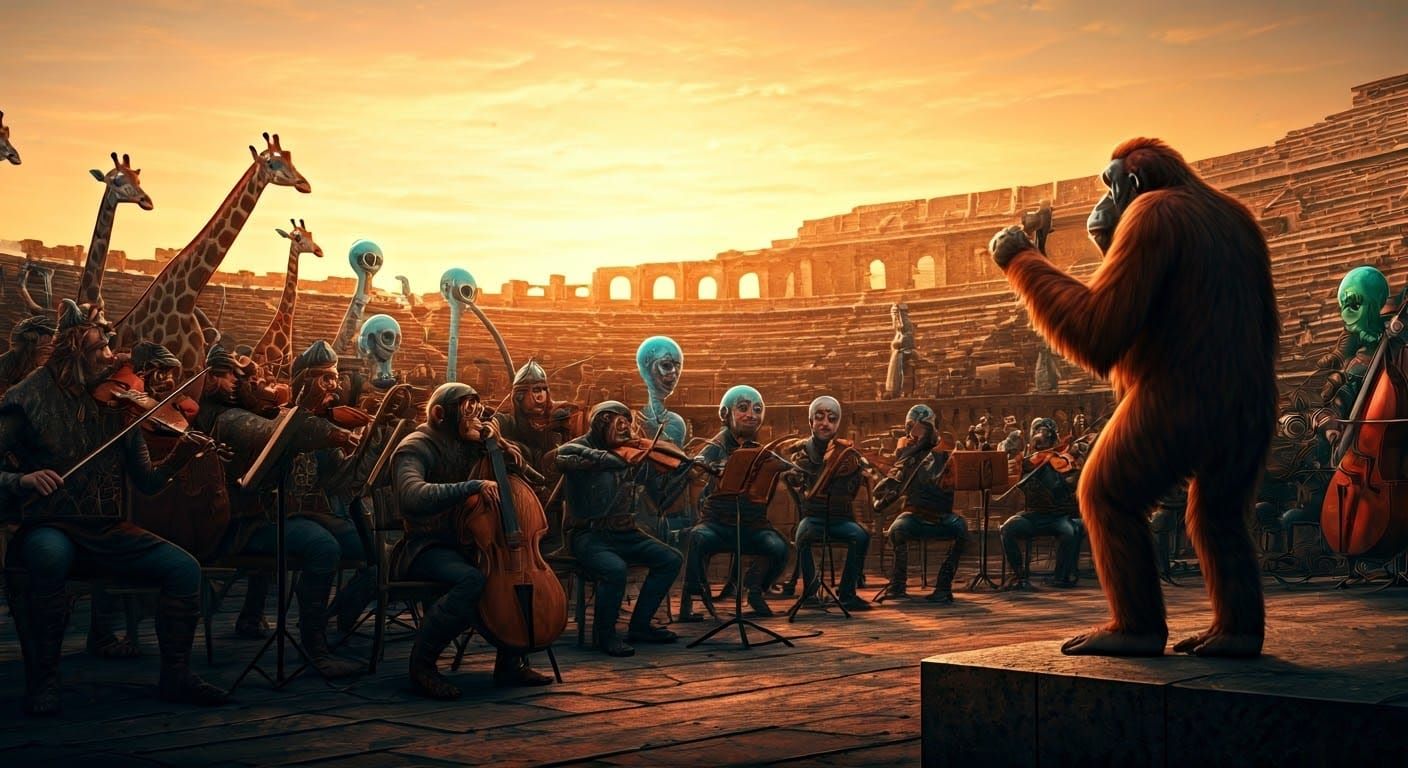 Fantastical Orchestra Meets Golden Sunset in Greek Amphithea...