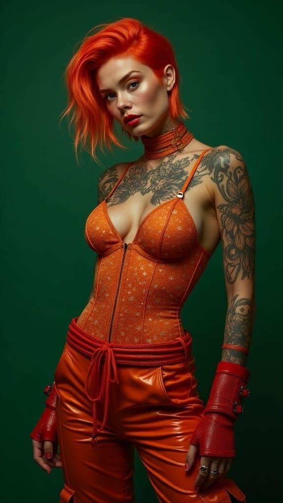 Hyper Realistic Fierce Woman in Emerald Glow