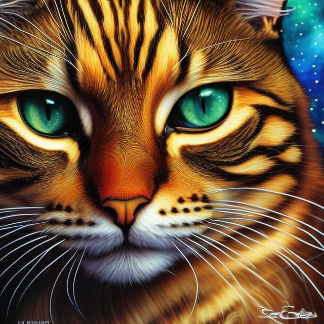 Elegant Tabby Cat Digital Art