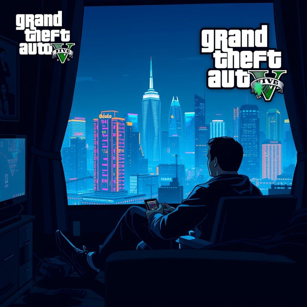 GTA 5 Player in Cyberpunk-Inspired Cityscape