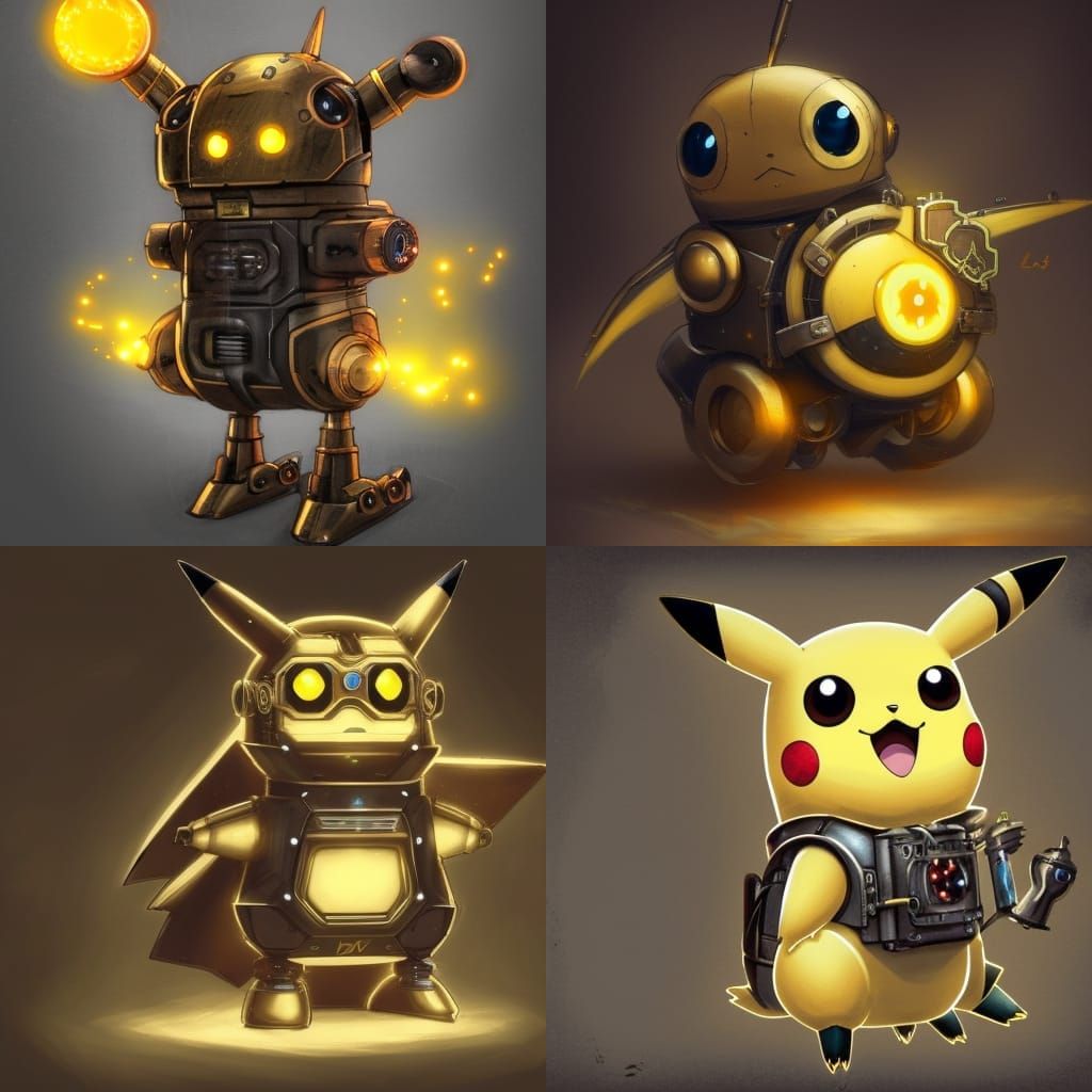 Steampunk Pikachu Robot: Dark Fantasy Concept Art