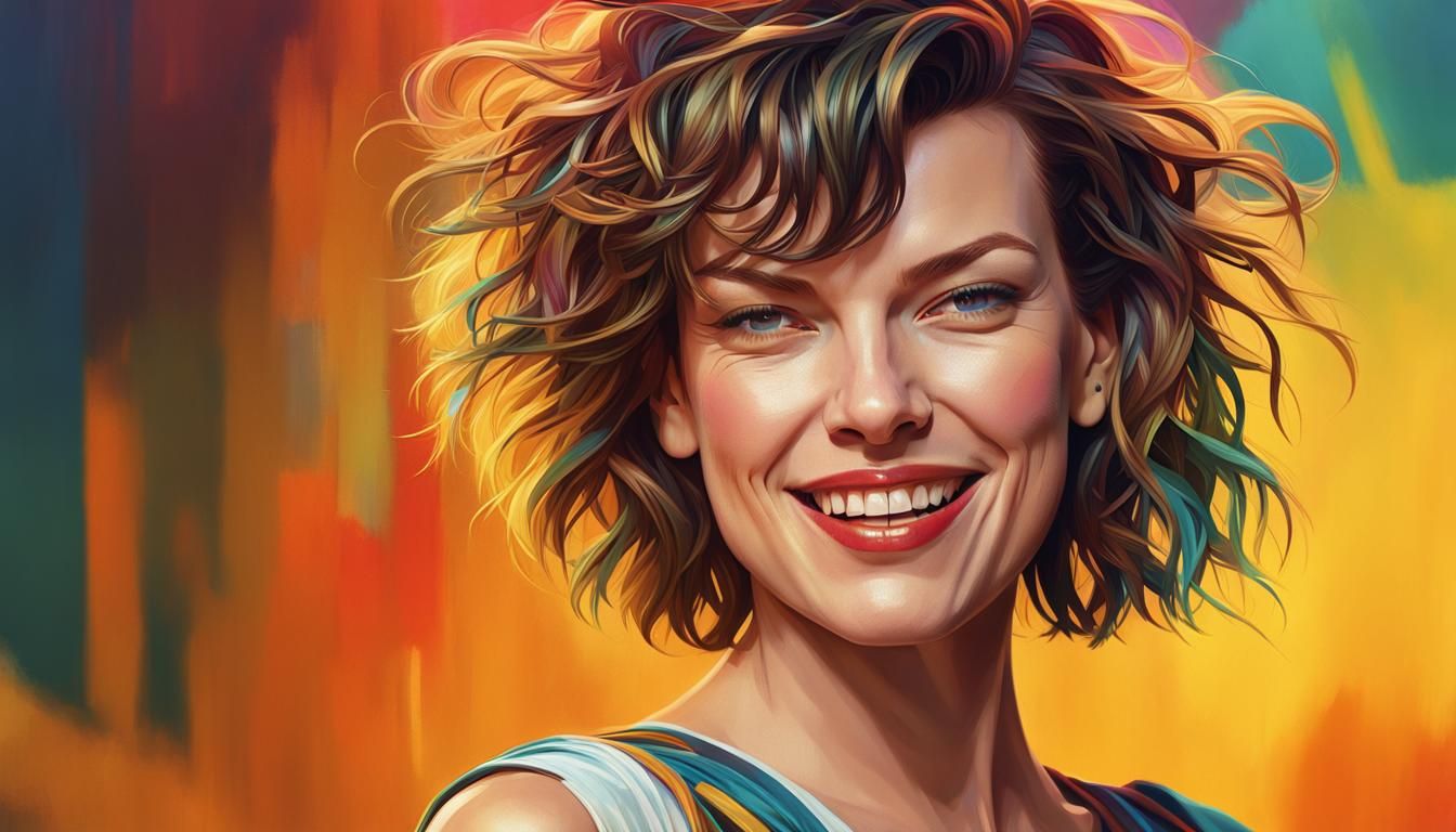 Milla Jovovich Portrait in Cubist Aetherpunk Style