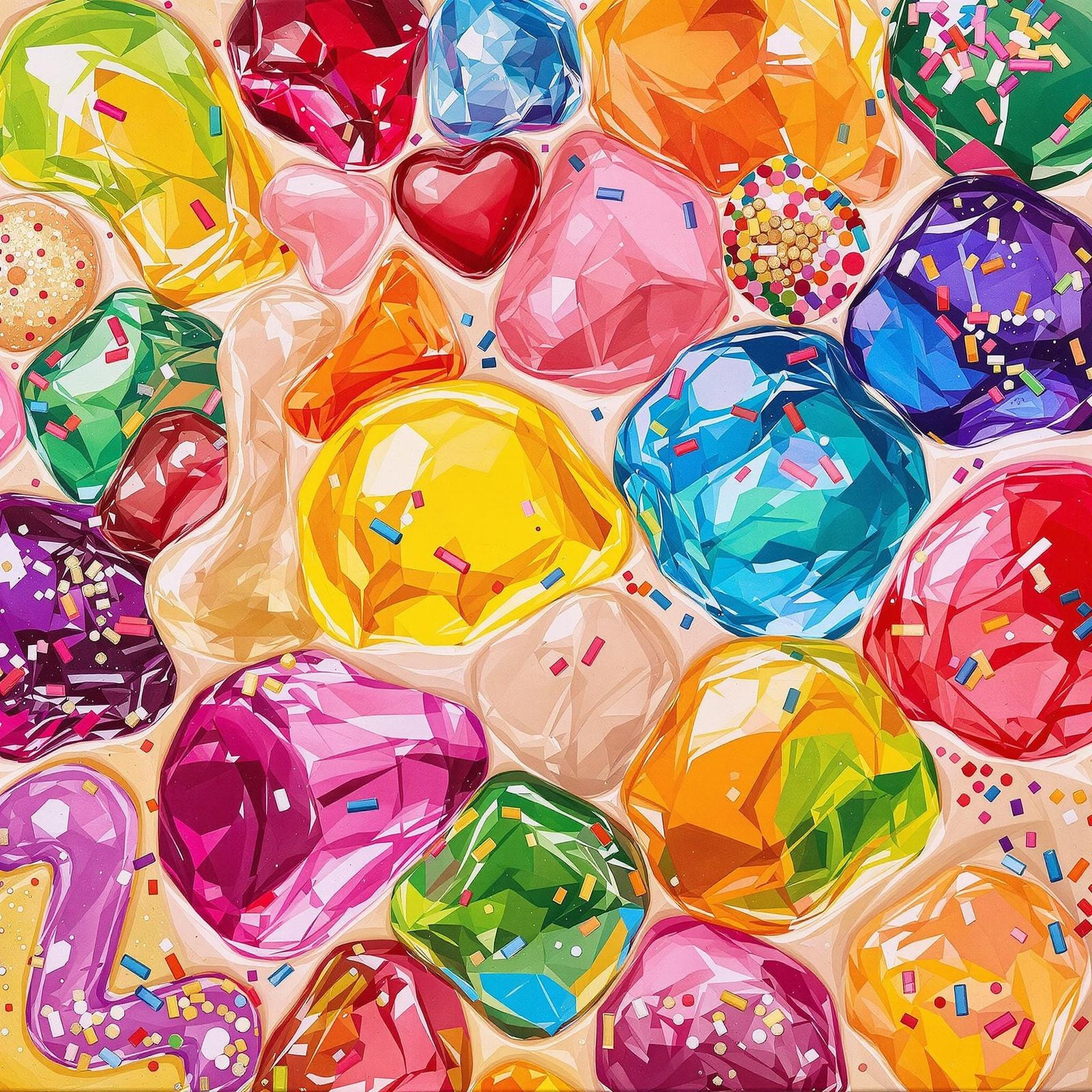Colorful Gummy and Jelly in Thick Acrylic Impasto