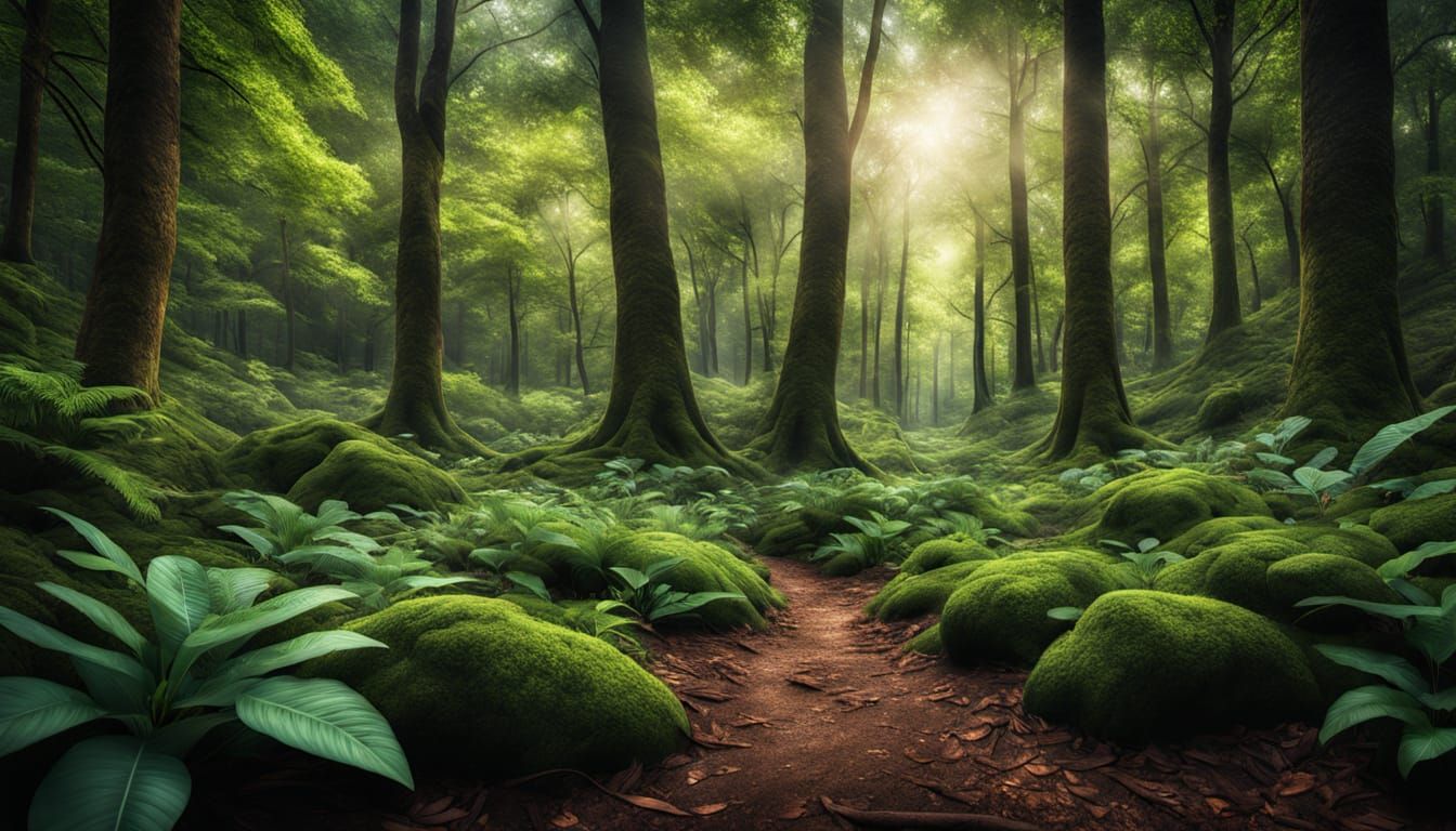 Hyperrealistic Lush Forest Landscape Photography