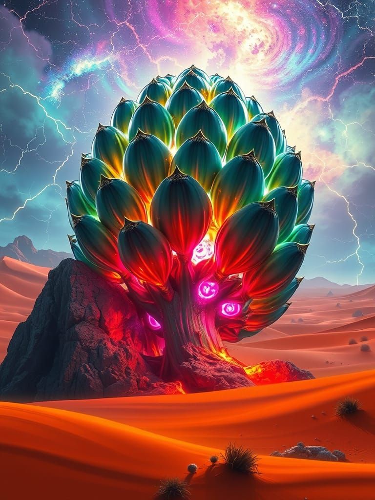 Gargantuan, Crystal Artichoke Towers in the Desert Night