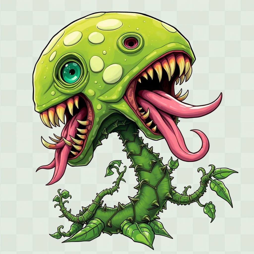 Fantasy Carnivorous Plant in Cartoon Style