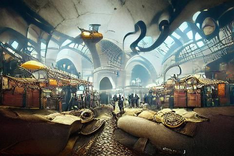 Steampunk Egyptian Market Scene