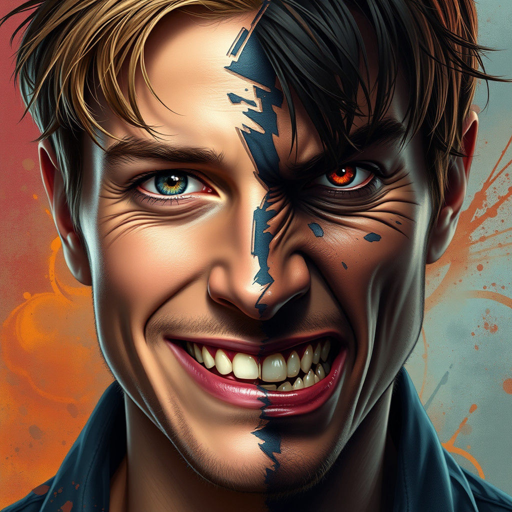 Split Portrait: Happiness and Vengeance in Hyperrealism