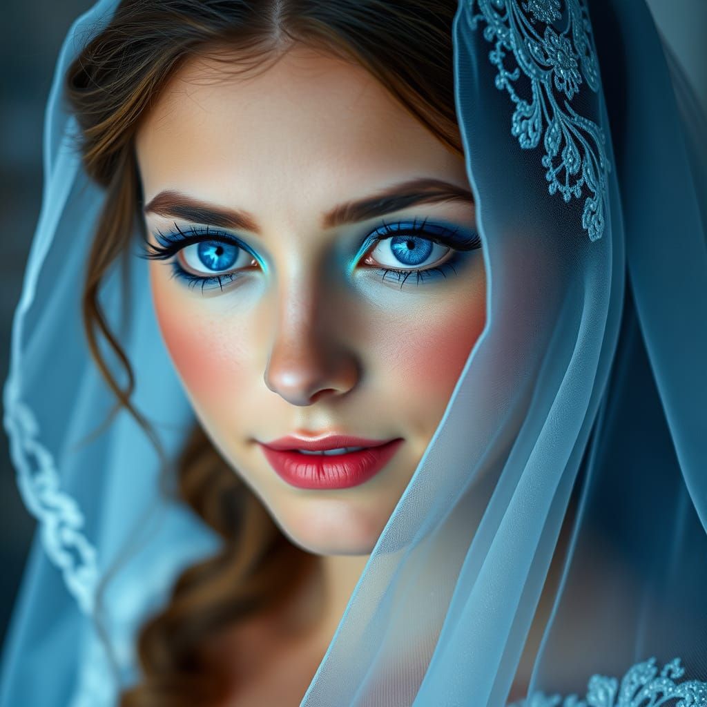 Enchanted Bride in Soft Blue Veil