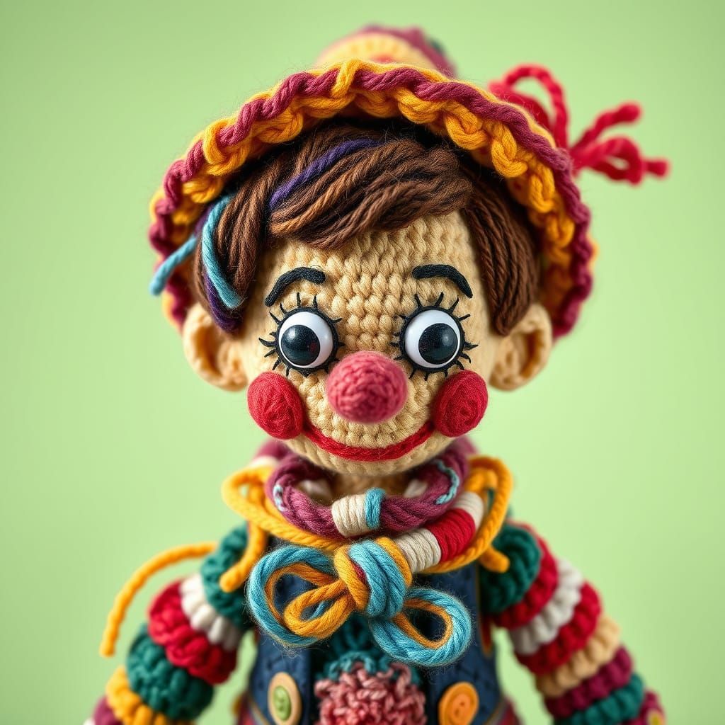Whimsical Pinocchio Doll in Folk Art Style