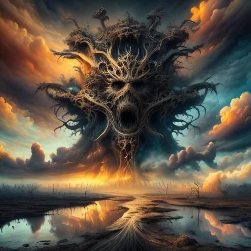 Cloud Monster in Desert, Dramatic Lighting