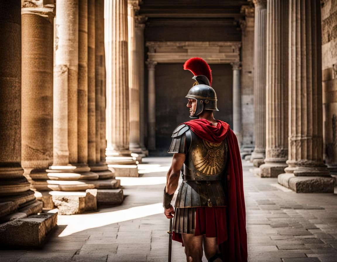 Roman Soldier in Ancient Temple Setting