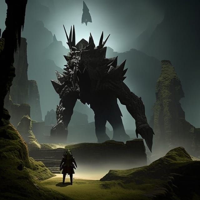 Ancient Ruins with Hooded Figure