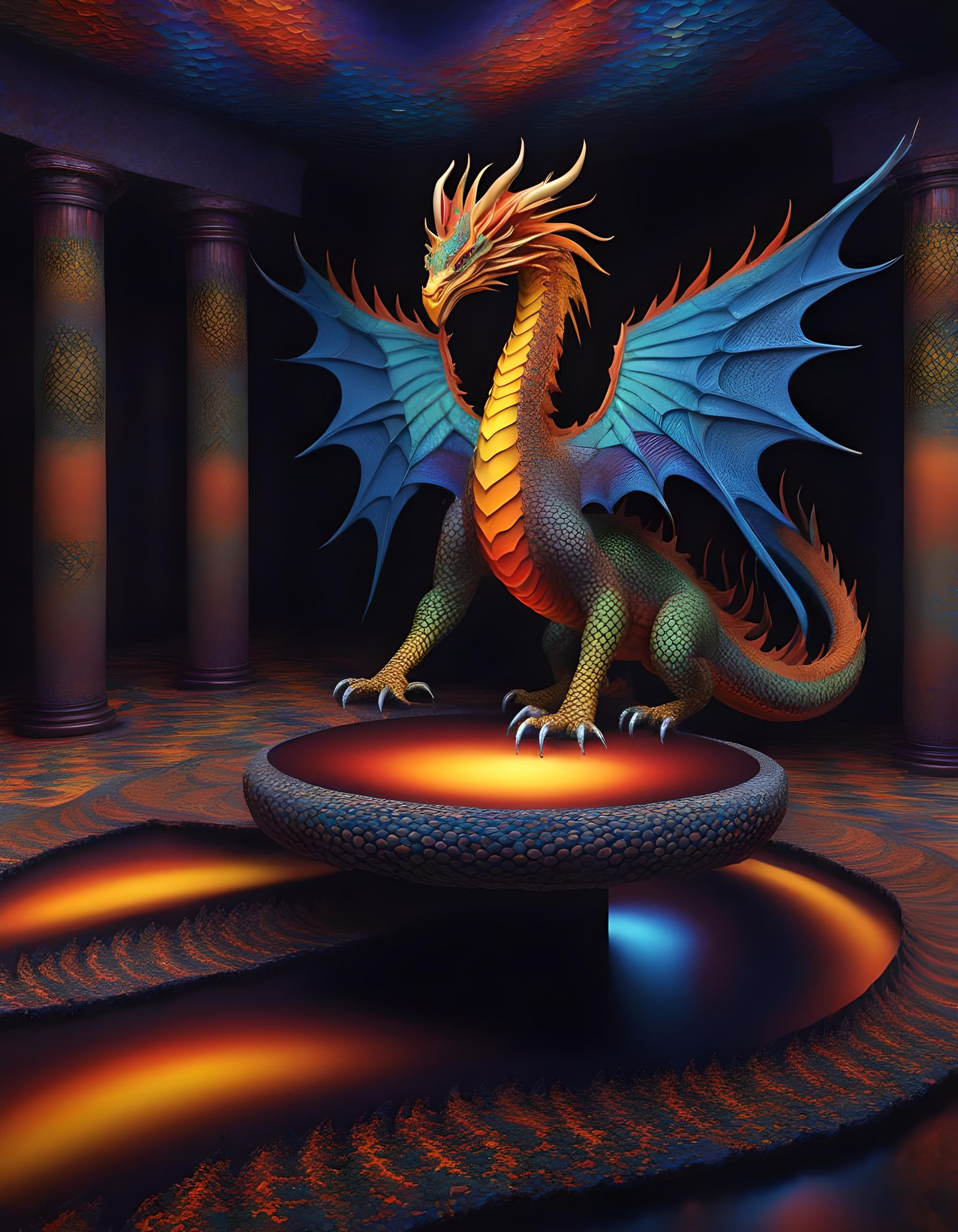 Mystical Dragon Optical Illusion in 3D