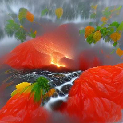 Lava Rain and Orange Waterfall in 3D