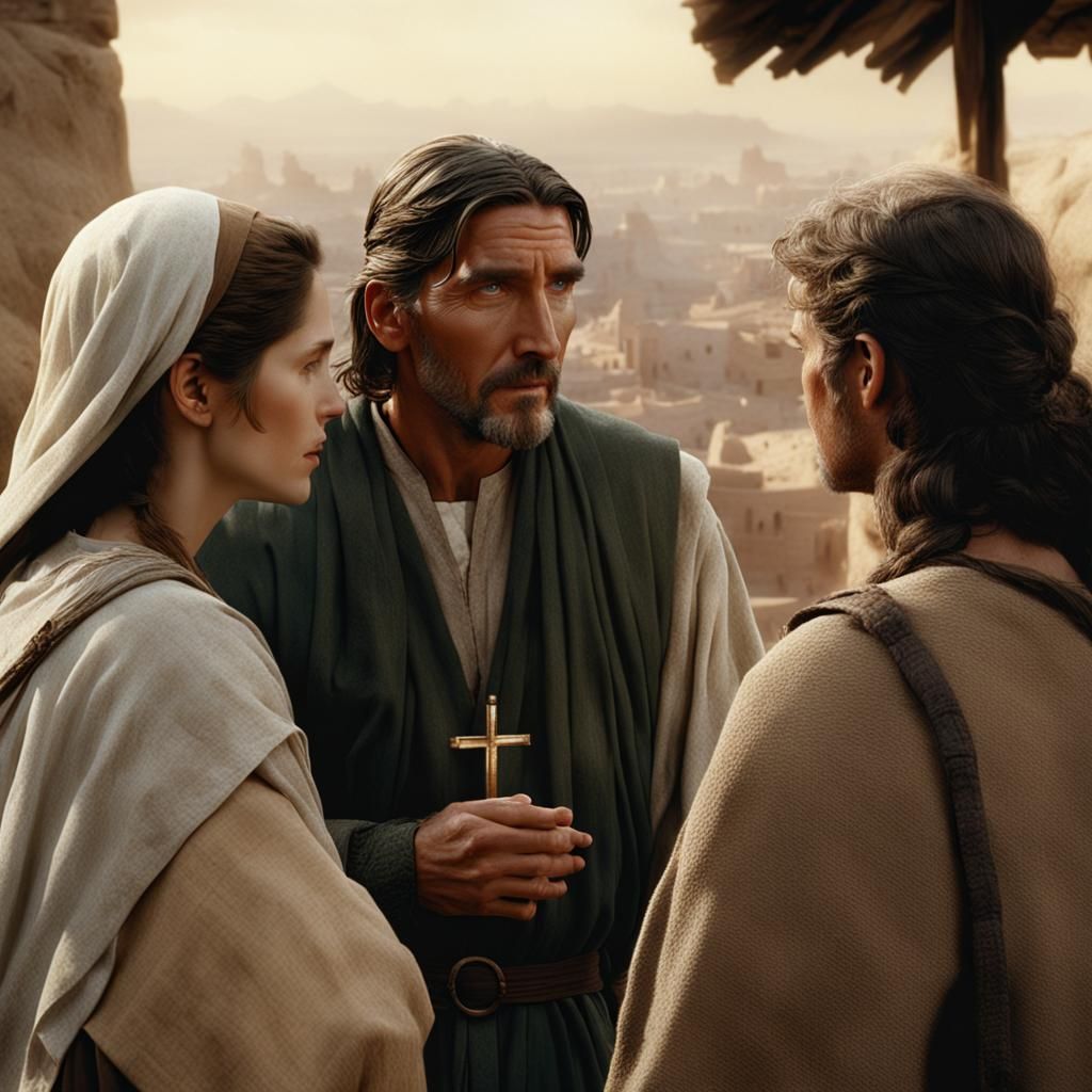 Jesus Talking to Women: Detailed Matte Painting