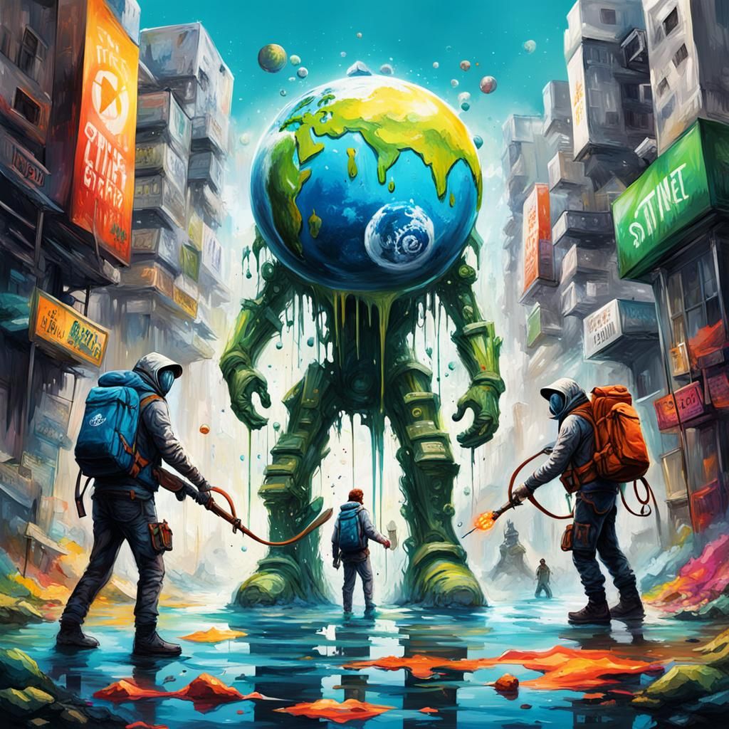 Eco Warriors Saving Planet: Colorful Street Art