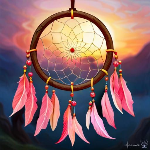 Dreamcatcher on Willow Tree, Hyperrealistic Digital Art