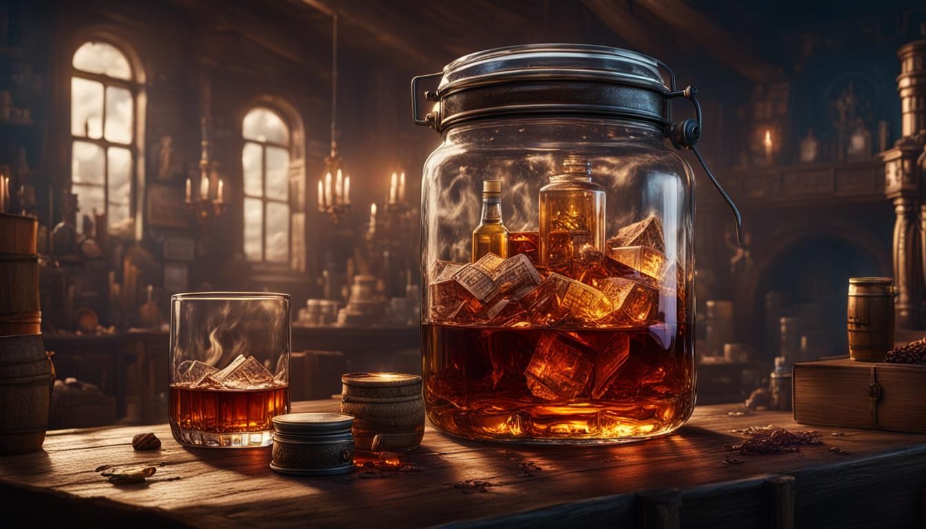 Whiskey Jar: Detailed Matte Painting in Fantasy Style