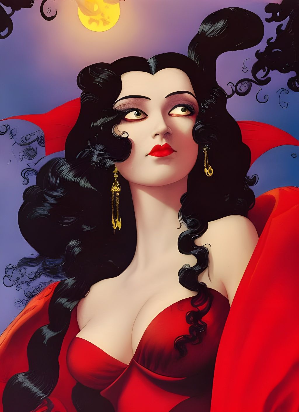 Iridescent Vampire Portrait in Golden Age Illustration Style