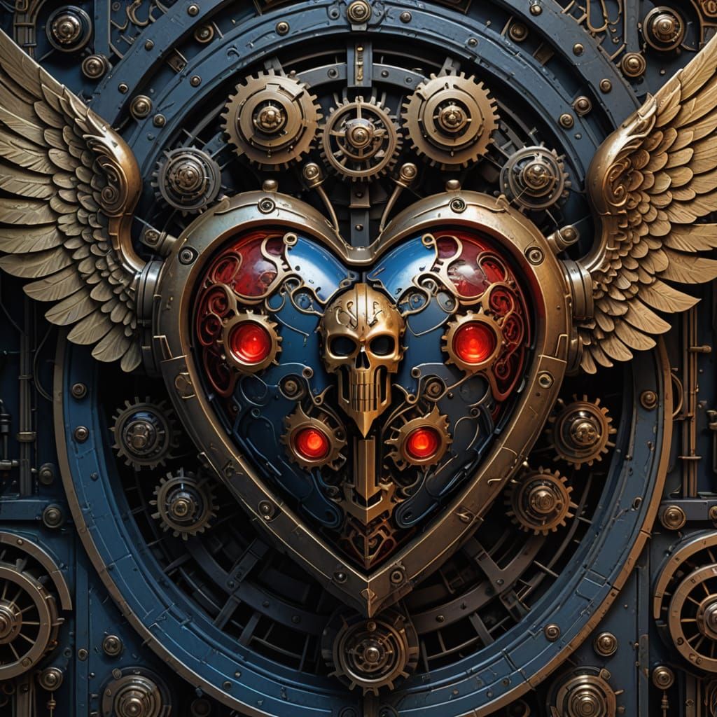 Gothic Space Marine Heart in Industrial Art Deco Style