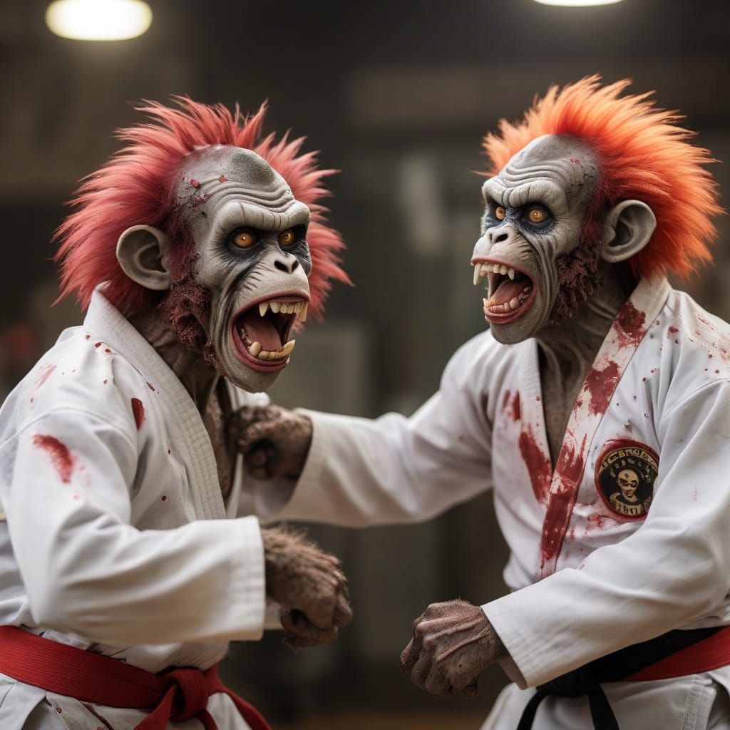 Zombie Monkey Clowns Ruthless Karate Match