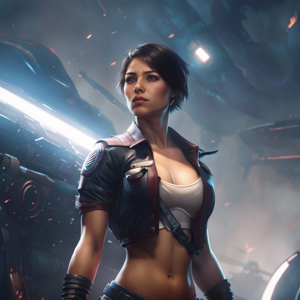 Hyperdetailed Sci-Fi Tomboy in Dynamic Lighting