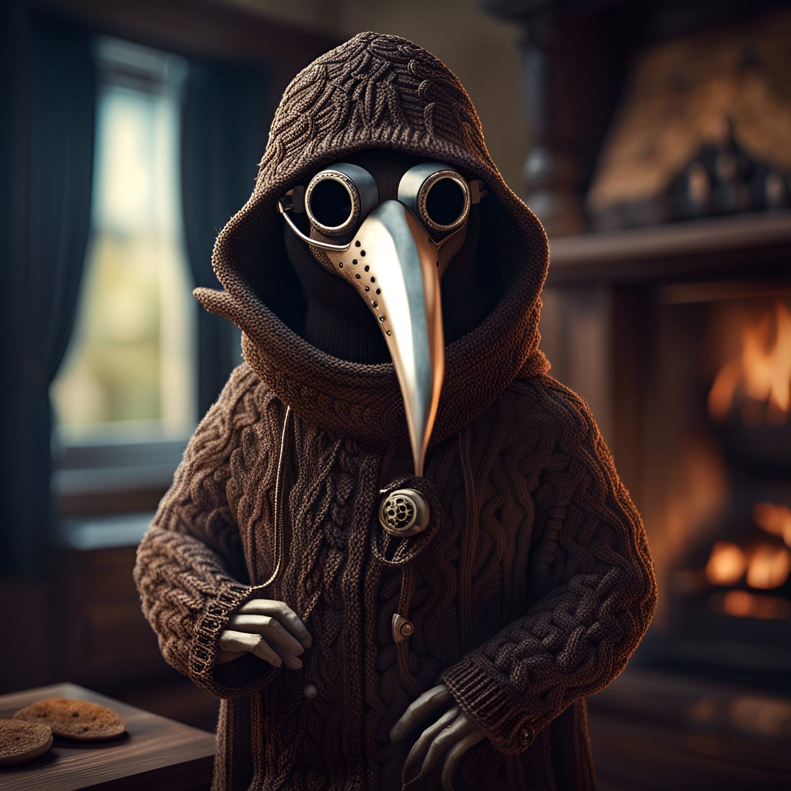 Cute Plague Doctor in Cozy Home