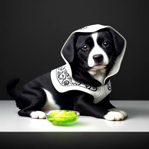 Happy Puppy with Milk and Cookie in HDR