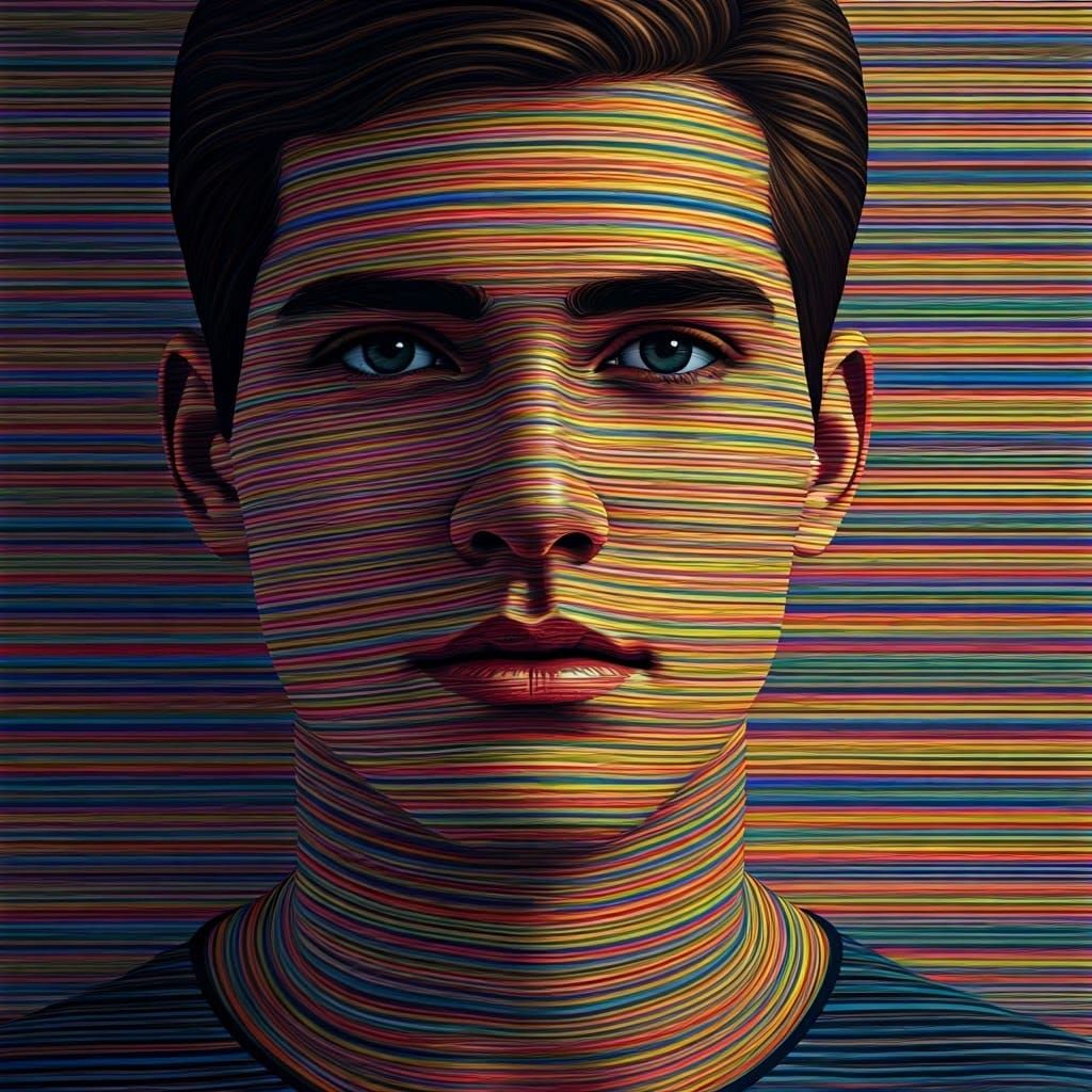 Mesmerizing Optical Illusion Portrait in Geometric Abstracti...