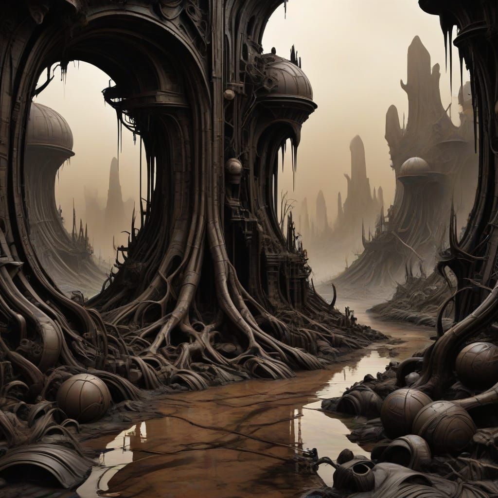 Toile Fabric Landscape in Abstract Cubist Style