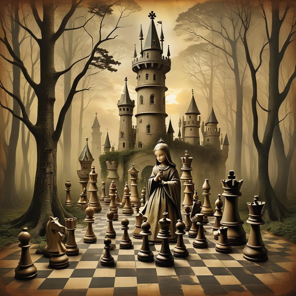 Chessboard in Double Exposure Digital Illustration