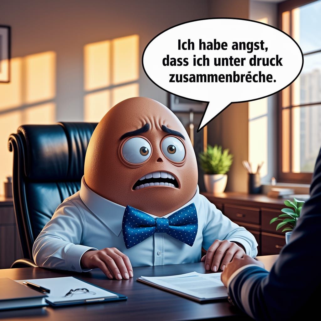 Egg in a Job Interview Scene with Anxiety
