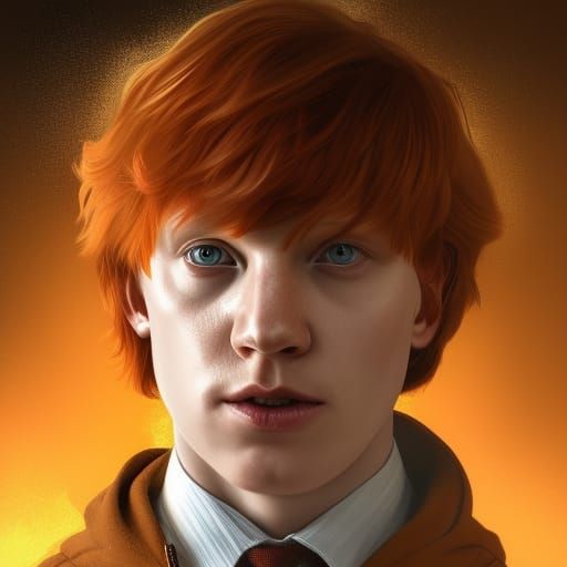 Demonic Ron Weasley Portrait in Hyperdetailed Style