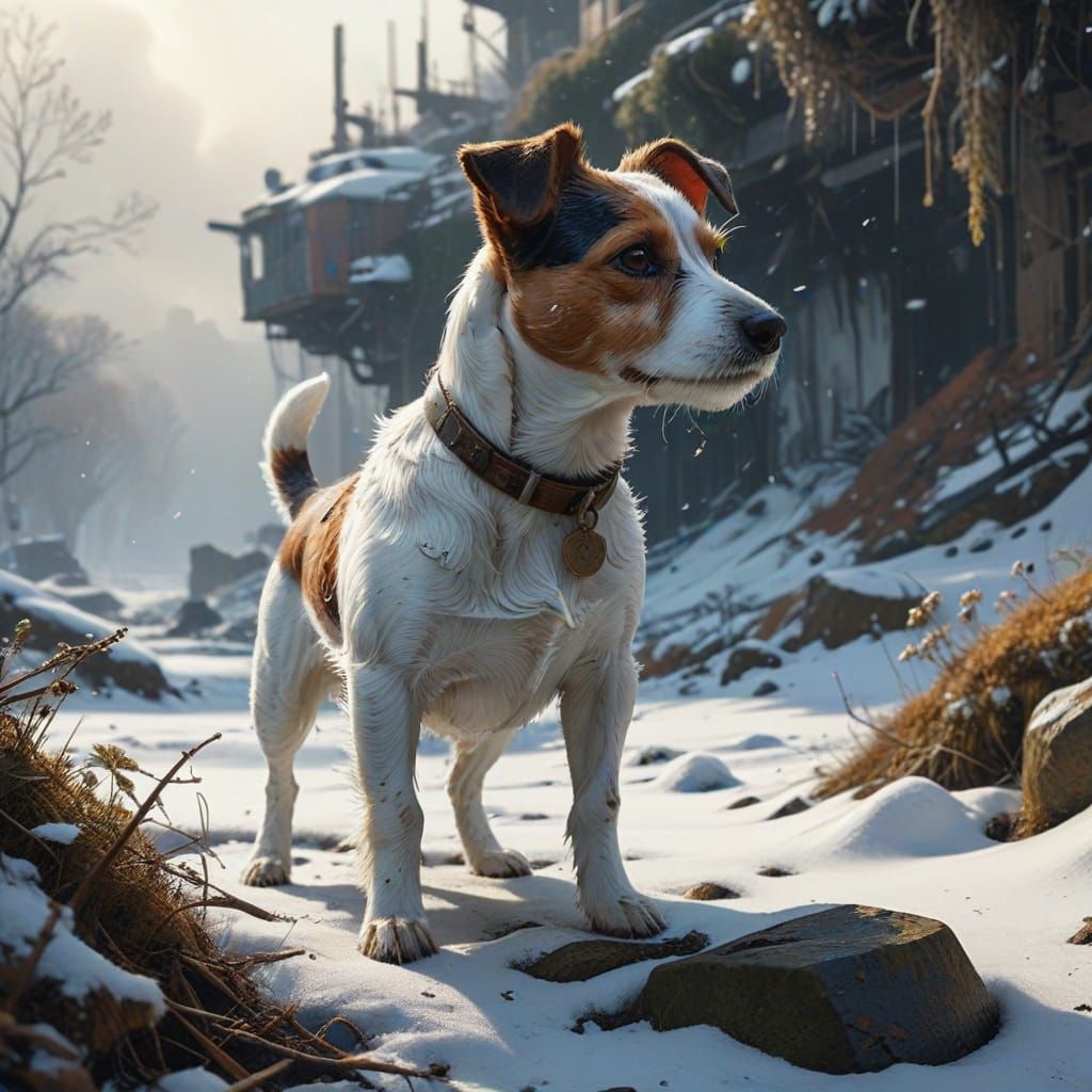 Majestic Jack Russell Terrier in a Whimsical Fantasy Landsca...