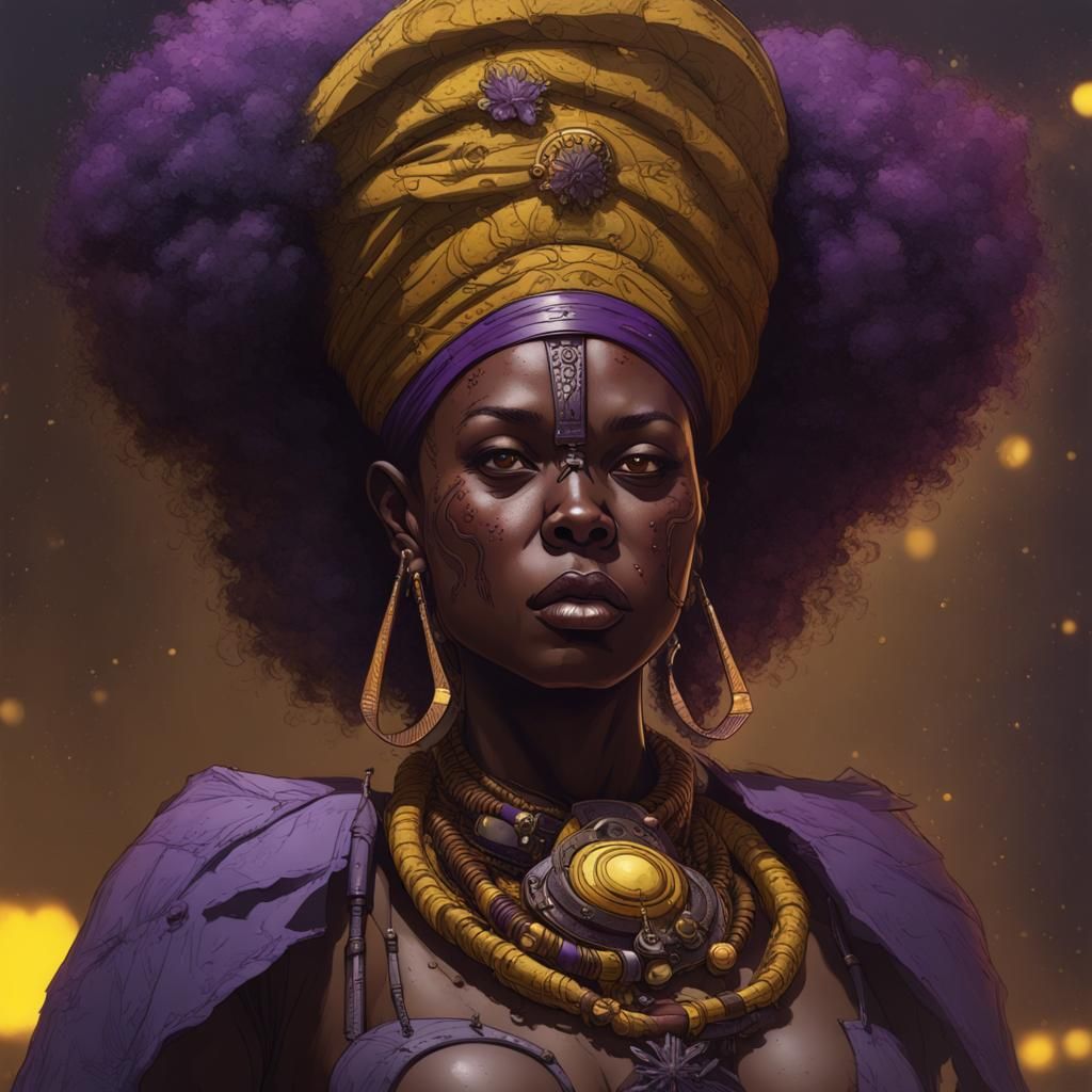 Epic Anticolonial War Scene in Dark Fantasy Afropunk