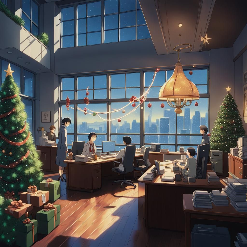 Christmas Corporate Party in Studio Ghibli Style