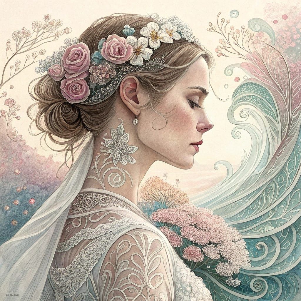 Ethereal Bride in Whimsical Spring Wonderland
