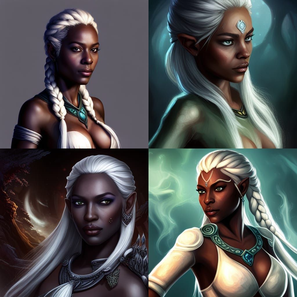 Dark Elf Woman in Detailed Fantasy Art