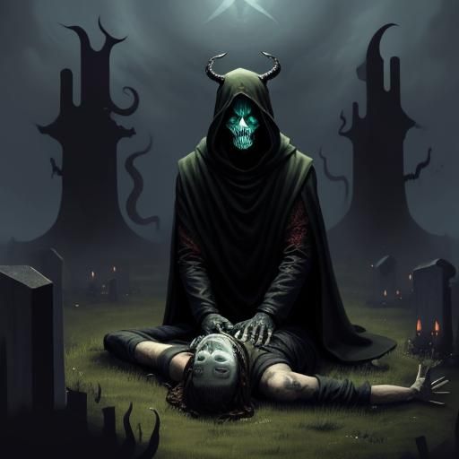 Lovecraftian Cultist Studying Necromancy