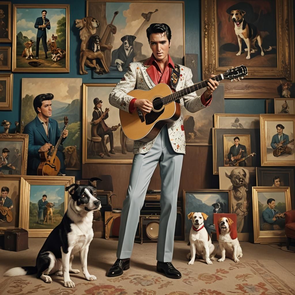 Elvis and Nipper in Detailed Matte Painting