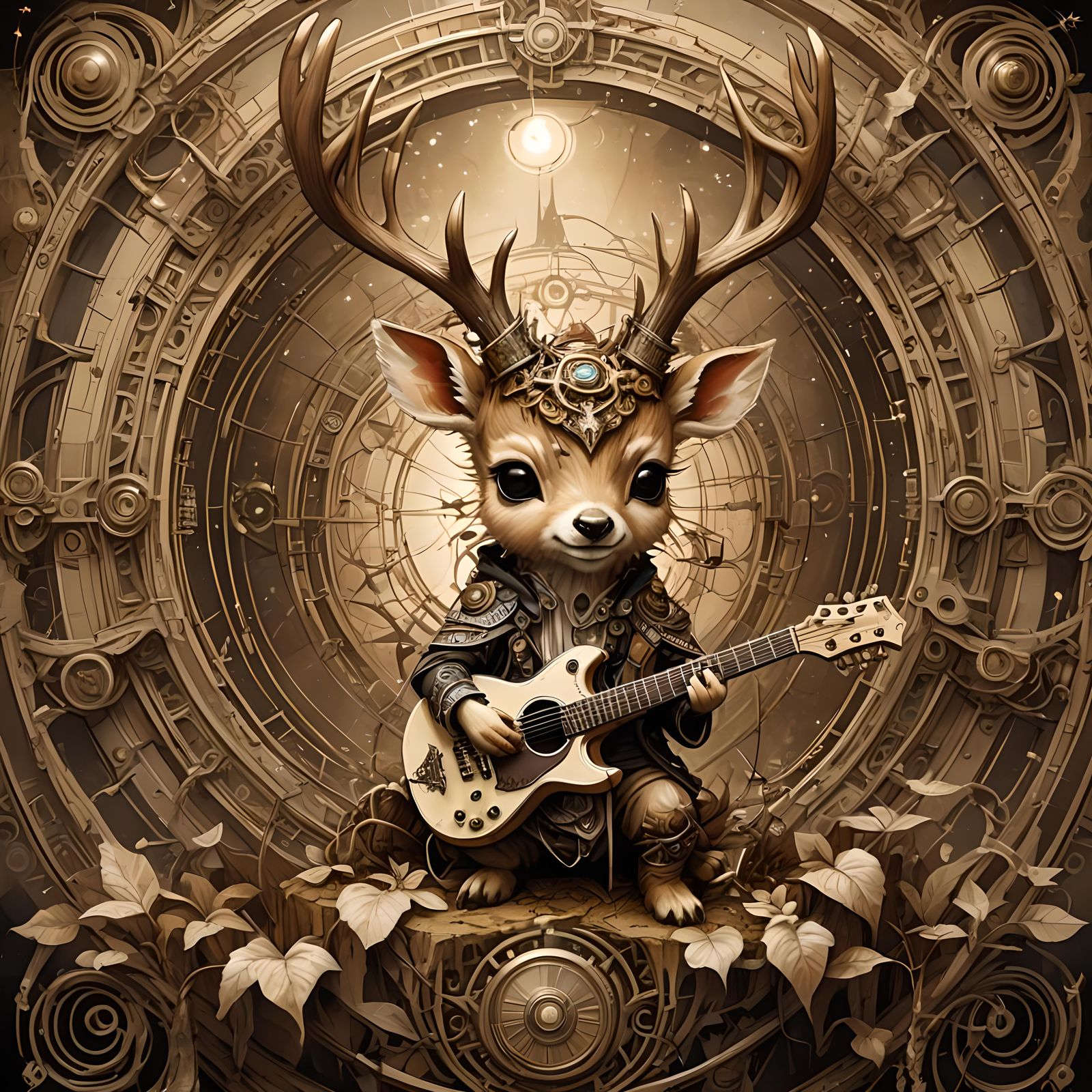 Chibi Baby Deer Plays Guitar near Stargate