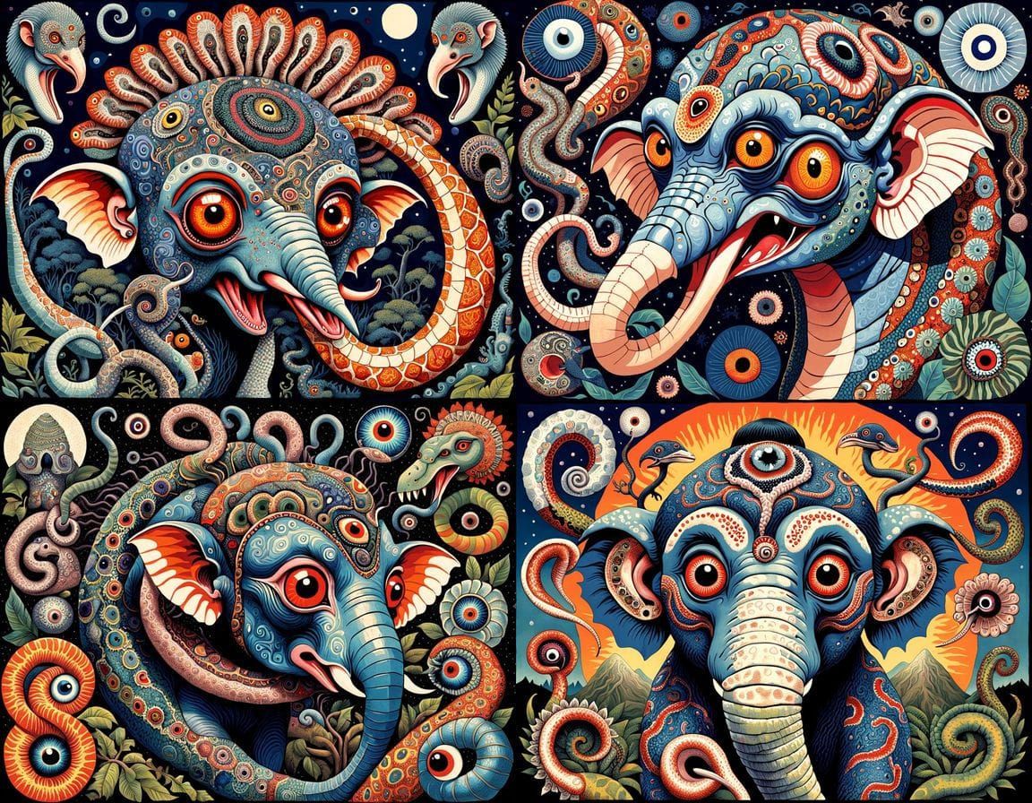 Whimsical Hybrid Creature in Horrific Art Style