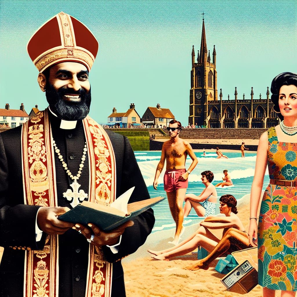 British Seaside Postcard with Vicar and Lady
