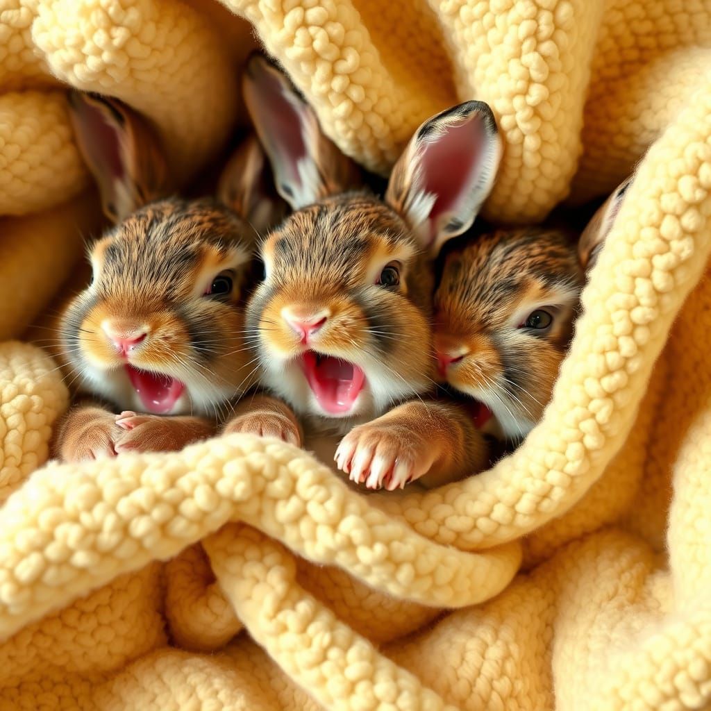Adorable Baby Bunnies Snuggling and Yawning