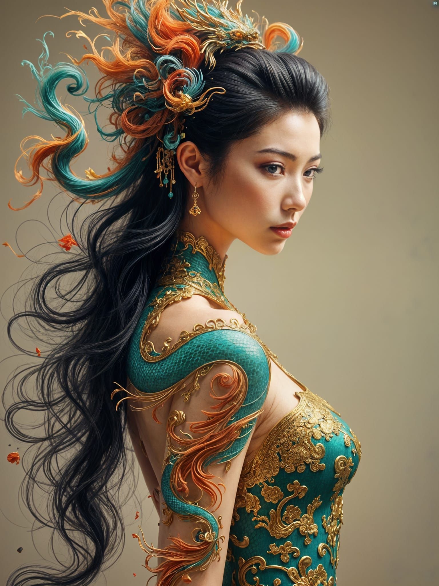 Dragon Tattoo Transformation: A Vibrant Chinese Woman