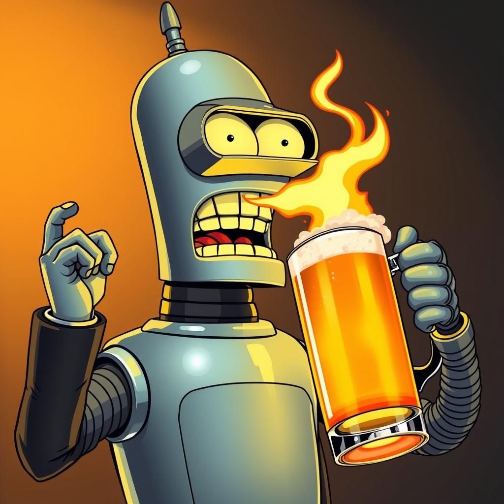Bender Belching Fire: A Futurama Robot Portrait