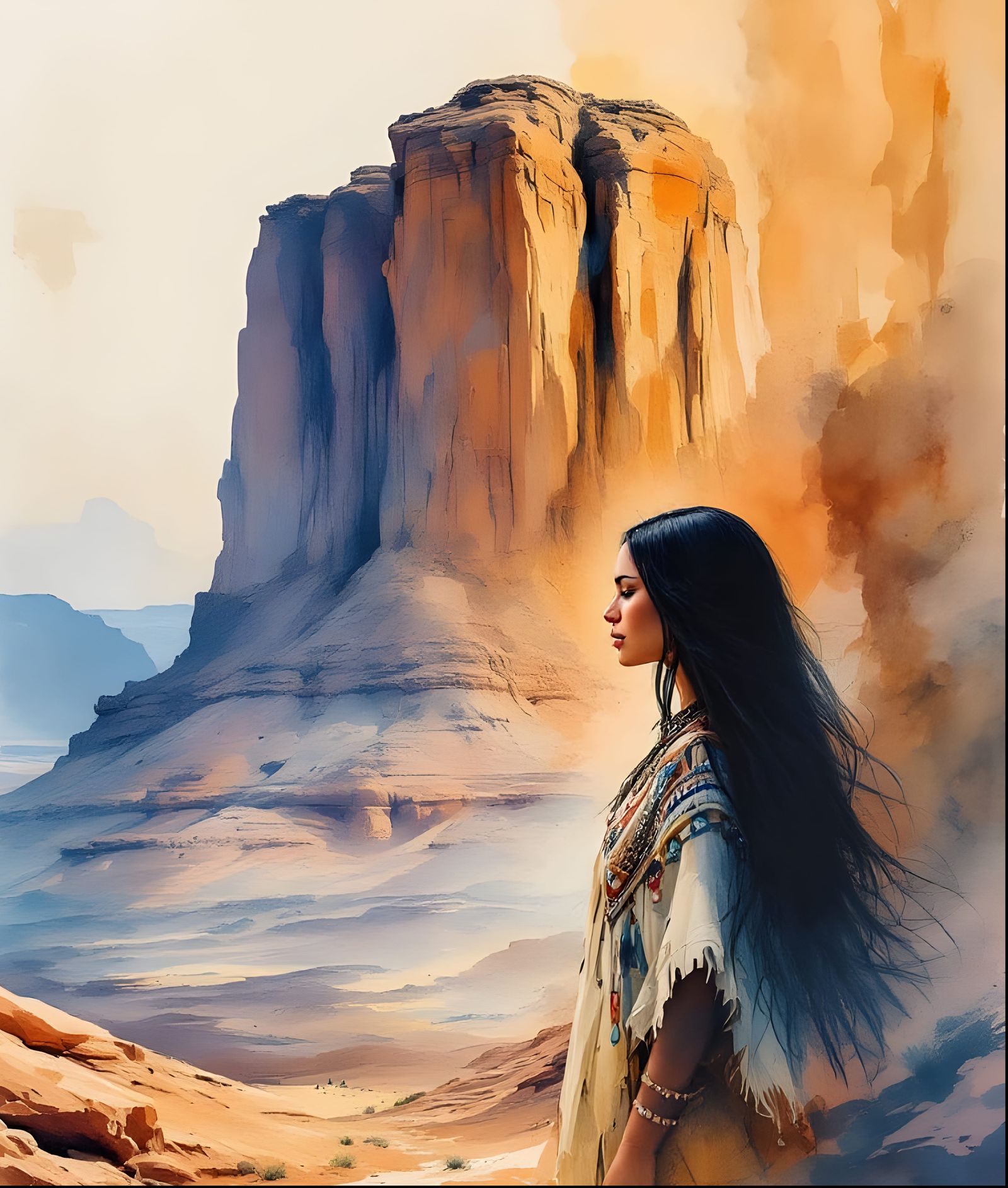 Watercolor Masterpiece: Utah Rock Formation Meets Woman's Pr...